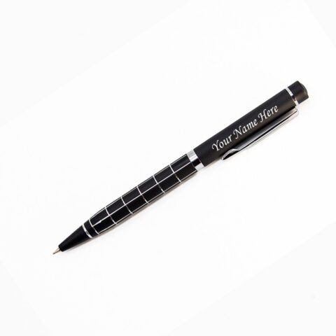 Customize Name On Black With White Line Texture Ball Pen