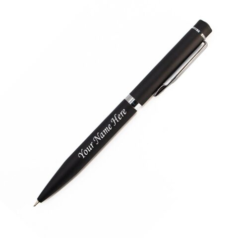 Customize Name On This Black Classic Looking Blue Ball Pen